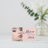 Blush Pink Script Photo Makeup Business Card 名刺 (スタンド正面)