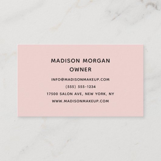 Blush Pink Script Photo Makeup Business Card 名刺 (裏面)