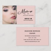 Blush Pink Script Photo Makeup Business Card 名刺 (正面/裏面)