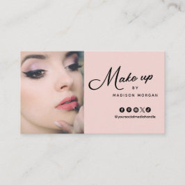 Blush Pink Script Photo Makeup Business Card 名刺