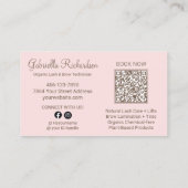Blush Pink Script Photo QR Code Lashes and Brows 名刺 (裏面)