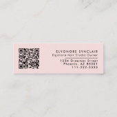 Blush Pink Script Photo QR Social Hair Extension スキニー名刺 (裏面)
