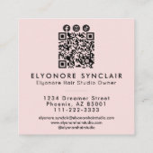 Blush Pink Script Photo QR Social Hair Extension スクエア名刺 (裏面)