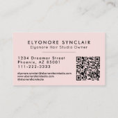 Blush Pink Script QR Code ヘアエクステンション 名刺 (裏面)