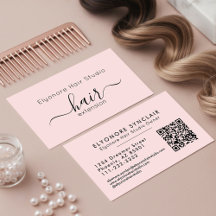 Blush Pink Script QR Code ヘアエクステンション