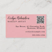 Blush Pink Script QR Code Photo Makeup 名刺 (裏面)