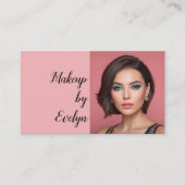 Blush Pink Script QR Code Photo Makeup 名刺 (正面)