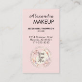 Blush Pink Script QR Code Photo Makeup 名刺 (裏面)
