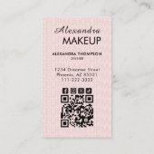 Blush Pink Script QR Code Photo Makeup 名刺 (裏面)