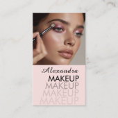 Blush Pink Script QR Code Photo Makeup 名刺 (正面)