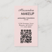 Blush Pink Script QR Code Photo Makeup 名刺 (裏面)
