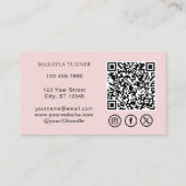 Blush Pink Script QR Code Photo Nail Salon 名刺 (裏面)