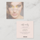 Blush Pink Script Social Icon Photo Makeup スクエア名刺 (正面/裏面)