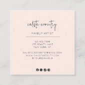 Blush Pink Script Social Icon Photo Makeup スクエア名刺 (裏面)