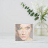 Blush Pink Script Social Icon Photo Makeup スクエア名刺 (スタンド正面)