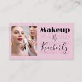 Blush Pink Script Social Icon QR Code Photo 名刺 (正面)