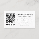 Blush Pink Script Social Icon QR Code Photo Lashes 名刺 (裏面)