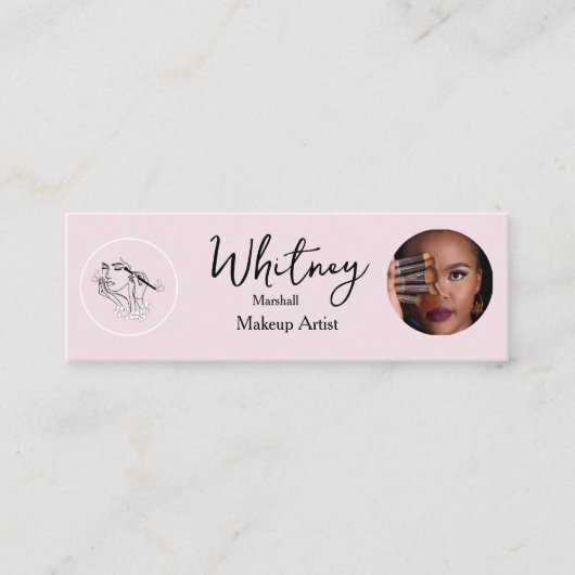 Blush Pink Script Social Icon QR Code Photo Makeup コーリングカード (正面)