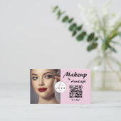 Blush Pink Script Social Icon QR Code Photo Makeup 名刺 (スタンド正面)