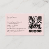 Blush Pink Script Social Icon QR Code Photo Makeup 名刺 (裏面)