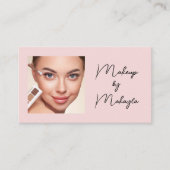 Blush Pink Script Social Icon QR Code Photo Makeup 名刺 (正面)