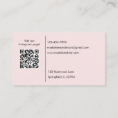 Blush Pink Script Social Icon QR Code Photo Makeup 名刺 (裏面)