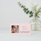 Blush Pink Script Social Icon QR Code Photo Makeup 名刺 (スタンド正面)