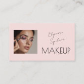 Blush Pink Script Social Icon QR Code Photo Makeup 名刺 (正面)