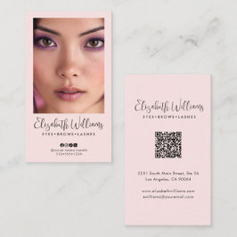 Blush Pink Script Social Icon QR Code Photo Makeup 名刺