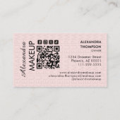 Blush Pink Script Social Icon QR Code Photo Makeup 名刺 (裏面)