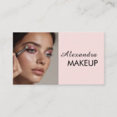 Blush Pink Script Social Icon QR Code Photo Makeup 名刺 (正面)