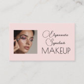 Blush Pink Script Social Icon QR Code Photo Makeup 名刺 (正面)