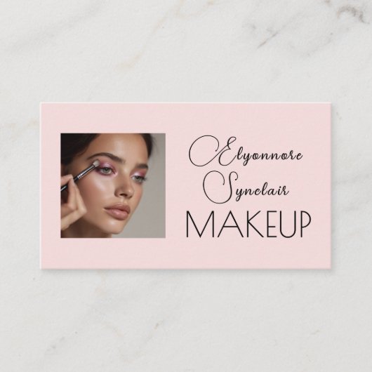 Blush Pink Script Social Icon QR Code Photo Makeup 名刺 (正面)