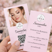 Blush Pink Script Social Icon QR Code Photo Makeup 名刺