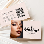 Blush Pink Script Social Icon QR Code Photo Makeup 名刺