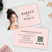 Blush Pink Script Social Icon QR Code Photo Makeup 名刺