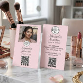 Blush Pink Script Social Icon QR Code Photo Makeup 名刺