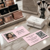 Blush Pink Script Social Icon QR Code Photo Makeup 名刺