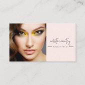 Blush Pink Script Social Icon QR Code Photo Makeup 名刺 (正面)