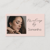 Blush Pink Script Social Icon QR Code Photo Makeup 名刺 (正面)