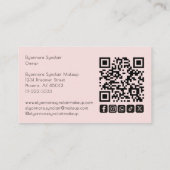 Blush Pink Script Social Icon QR Code Photo Makeup 名刺 (裏面)