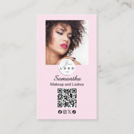 Blush Pink Script Social Icon QR Code Photo Makeup 名刺