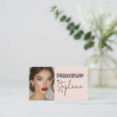 Blush Pink Script Social Icon QRCode Business Card 名刺 (スタンド正面)