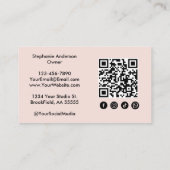 Blush Pink Script Social Icon QRCode Business Card 名刺 (裏面)