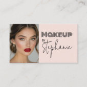 Blush Pink Script Social Icon QRCode Business Card 名刺 (正面)