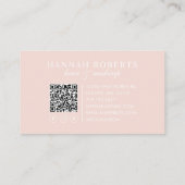 Blush Pink Script Social QR Code Photo Hair Makeup 名刺 (裏面)