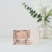 Blush Pink Script Social QR Code Photo Hair Makeup 名刺 (スタンド正面)
