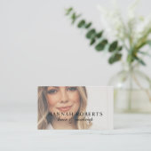 Blush Pink Script Social QR Code Photo Hair Makeup 名刺 (スタンド正面)