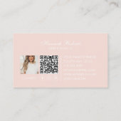 Blush Pink Script Social QR Code Photo Hair Makeup 名刺 (裏面)
