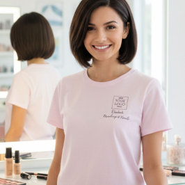 Blush Pink Script Staff Name Business Logo Makeup Tシャツ